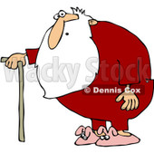 Clipart Surprised Santa With A Cane And Pink Bunny Slippers - Royalty Free Vector Illustration © djart #1086875