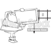 Clipart Outlined Santa Installing A Wall Mount Tv - Royalty Free Vector Illustration © djart #1087101