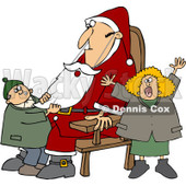 Clipart Kids Pulling On A Fake Santas Beard - Royalty Free Vector Illustration © djart #1087106