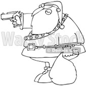 Clipart Outlined Santa Aiming A Gun - Royalty Free Vector Illustration © djart #1087109