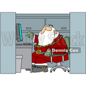 Clipart Santa Working In An Office Cubicle - Royalty Free Vector Illustration © djart #1087453