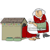 Clipart Mrs Clause Tapping Her Foot And Staring At Santa In A Dog House - Royalty Free Vector Illustration © djart #1087728