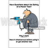 Clipart Worker With A Taped Drill Cord With A Safety Warning - Royalty Free Illustration © djart #1087730