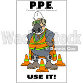 Clipart Worker Covered In Protective Gear With A Safety Warning - Royalty Free Illustration © djart #1087731