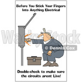 Clipart Electrician With A Safety Warning - Royalty Free Illustration © djart #1087736
