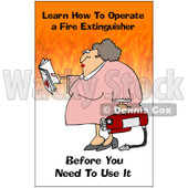 Clipart Woman Holding A Fire Extinguisher With A Safety Warning - Royalty Free Illustration © djart #1087737
