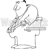 Clipart Outlined Man Smiling And Holding Out His Fat Pants - Royalty Free Vector Illustration © djart #1088037