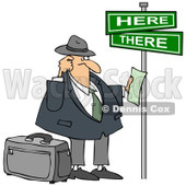 Clipart Lost Tourist Man Holding Directions Under Street Signs - Royalty Free Illustration  © djart #1089367
