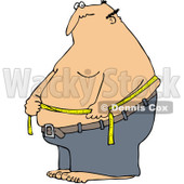 Clipart Caucasian Man Measuring His Belly Fat - Royalty Free Vector Illustration © djart #1089372