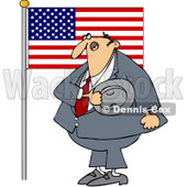 Clipart Man Pledging His Allegiance To The American Flag - Royalty Free Vector Illustration © djart #1089499