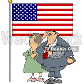 Clipart Woman And Man Pledging Their Allegiance To The American Flag - Royalty Free Vector Illustration © djart #1089500