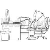 Clipart Outlined Businessman Pulling A Top Secret File From A Desk Cabinet - Royalty Free Vector Illustration © djart #1090023
