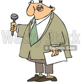 Clipart Male Master Of Ceremonies Holding A Microphone And Paper - Royalty Free Vector Illustration © djart #1090529