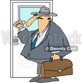 Clipart Door To Door Salesman Knocking - Royalty Free Vector Illustration © djart #1094163