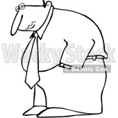 Clipart Outlined Depressed Businessman Hanging His Head Low - Royalty Free Vector Illustration © djart #1096552