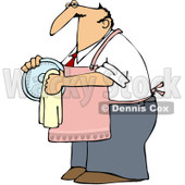 Clipart House Husband Drying Dishes - Royalty Free Vector Illustration © djart #1100921