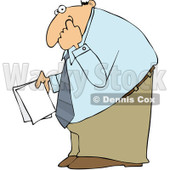 Clipart Businessman Holding Documents And Picking His Nose - Royalty Free Vector Illustration © djart #1101697