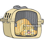 Clipart Scared Orange Cat In A Pet Carrier - Royalty Free Vector Illustration © djart #1103614
