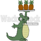 Clipart Alligator Serving Pineapple On A Tray - Royalty Free Vector Illustration © djart #1104674