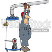 Clipart Man Installing A Hot Water Heater - Royalty Free Vector Illustration © djart #1105911