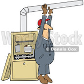 Clipart Furnace Installer Man Adjusting A Pipe - Royalty Free Vector Illustration © djart #1106254
