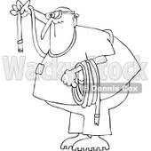 Clipart Outlined Man Wearing Goggles And Holding A Rope - Royalty Free Vector Illustration © djart #1107618