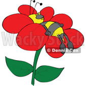 Clipart Bee Resting On A Flower - Royalty Free Vector Illustration © djart #1108693