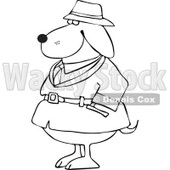 Clipart Outlined Investigator Dog In A Trench Coat - Royalty Free Vector Illustration © djart #1109310