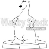 Clipart Outlined Cartoon Polar Bear Standing On An Ice Berg - Royalty Free Vector Illustration © djart #1109824