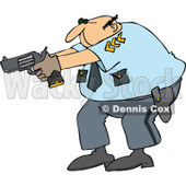 Clipart Cartoon White Male Police Officer Aiming His Gun - Royalty Free Vector Illustration © djart #1109833