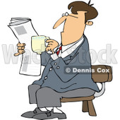 Clipart Cartoon Businessman Sitting With Coffee And A Newspaper - Royalty Free Vector Illustration © djart #1109834
