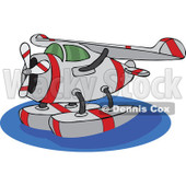Clipart Cartoon Seaplane On Water - Royalty Free Vector Illustration © djart #1109835