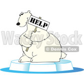Clipart Endangered Polar Bear Holding A Help Sign - Royalty Free Vector Illustration © djart #1110167