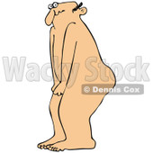 Clipart Cartoon Embarassed Naked Man Covering His Privates - Royalty Free Vector Illustration © djart #1110171