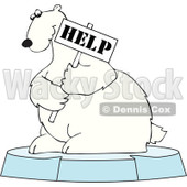 Clipart Polar Bear Holding A Help Sign On An Ice Floe - Royalty Free Vector Illustration © djart #1110849