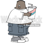 Clipart Chubby Black Boy Holding A Fountain Soda - Royalty Free Vector Illustration © djart #1110851