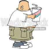 Clipart Chubby White Boy Holding A Fountain Soda - Royalty Free Vector Illustration © djart #1110852