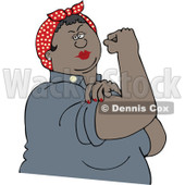Clipart Chubby Black Rosie The Riveter Flexing Her Strong Muscles - Royalty Free Vector Illustration © djart #1110899