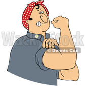 Clipart Chubby Rosie The Riveter Man Flexing His Muscles - Royalty Free Vector Illustration © djart #1110925
