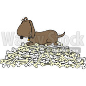 Clipart Hound Dog Protecting His Pile Of Bones - Royalty Free Vector Illustration © djart #1110927