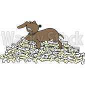 Clipart Hound Dog Guarding His Pile Of Bones - Royalty Free Vector Illustration © djart #1110928