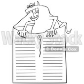 Clipart Outlined Office Monster In An Envelope - Royalty Free Vector Illustration © djart #1111305