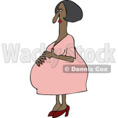 Clipart Pregnant Black Woman Resting Her Hand On Her Large Belly - Royalty Free Vector Illustration © djart #1111976
