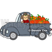 Clipart Cowboy Pumpkin Farmer Driving A Load In His Pickup Truck - Royalty Free Vector Illustration © djart #1112774