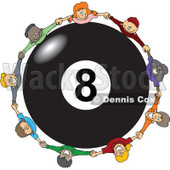 Clipart Diverse Happy Children Holding Hands Around A Billiards 8 Ball - Royalty Free Vector Illustration © djart #1113537