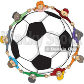 Clipart Diverse Children Holding Hands Around A Soccer Ball - Royalty Free Vector Illustration © djart #1113538