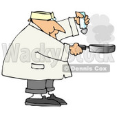 Male Chef Salting Food in a Frying Pan Clipart Picture © djart #11141