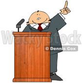Man in a Suit at a Podium Giving a Passionate Public Speech Clipart Picture © djart #11142