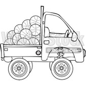 Clipart Outlined Kei Truck With Basketballs - Royalty Free Vector Illustration © djart #1114218