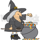 Clipart Witch Checking Her Watch While Making A Spell In Her Cauldron - Royalty Free Vector Illustration © djart #1115114